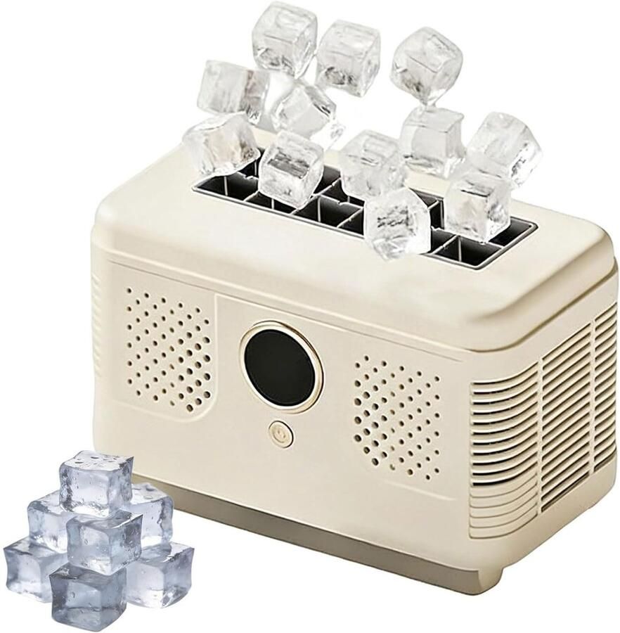 LISM -IJsblokjesmachine voor op het aanrecht draagbare ijsblokjesmachine met zelfreinigende functie maakt snel ijs is stil compact en geschikt voor thuis keuken kantoor feestjes camper wit