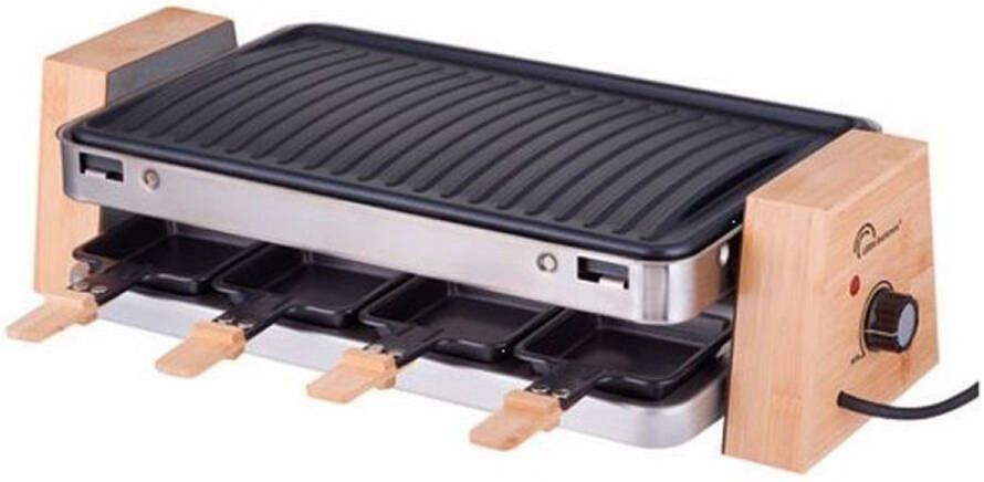Little Balance 8388 Raclette & gourmetset 8 pers 1500 Watt PFAS vrij regelbare thermostaat rvs hout