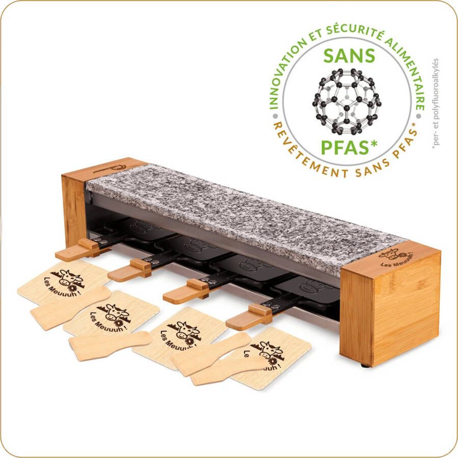 Little Balance 8619 Steengrill & gourmetset 4 pers 600 Watt PFAS vrij bamboe