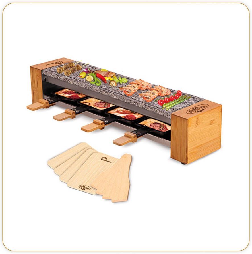 Little Balance 8619 Steengrill & gourmetset 4 pers 600 Watt PFAS vrij bamboe - Foto 2