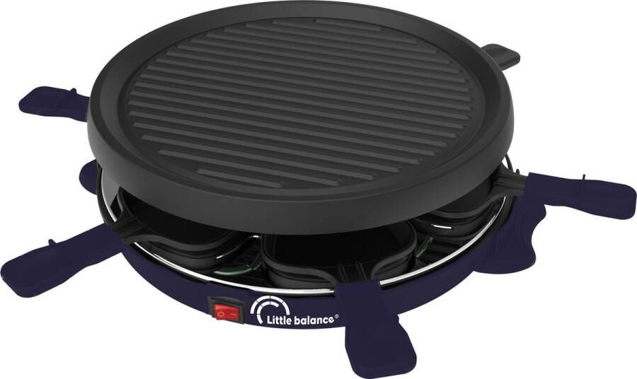 Little Balance 8747 Raclette & gourmetset 6 pers rond 800 Watt PFAS vrij donker blauw