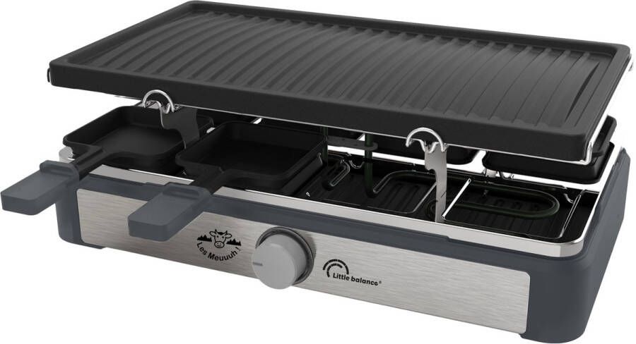 Little Balance 8750 Raclette & gourmetset 8 pers rechthoekig -1400 Watt PFAS vrij RVS donker blauw - Foto 2