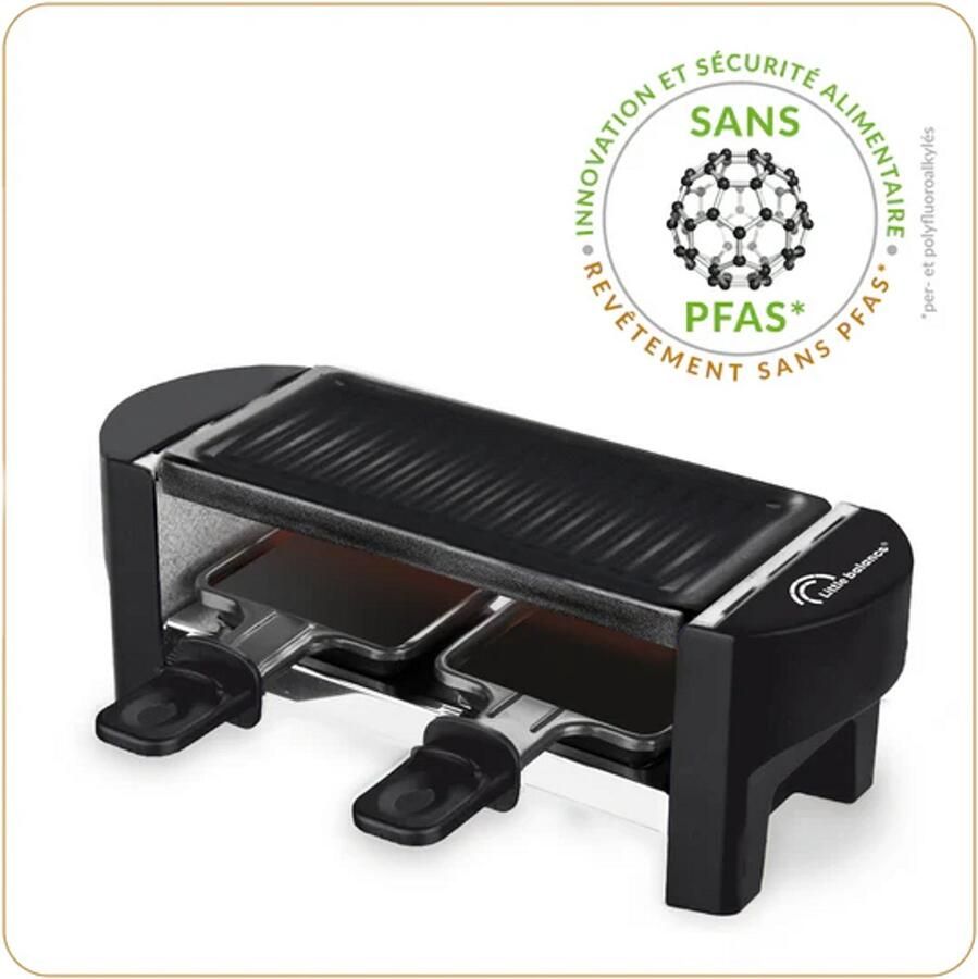 Little Balance 8559- Raclette & gourmetset 2 personen 320 Watt PFAS vrij zwart
