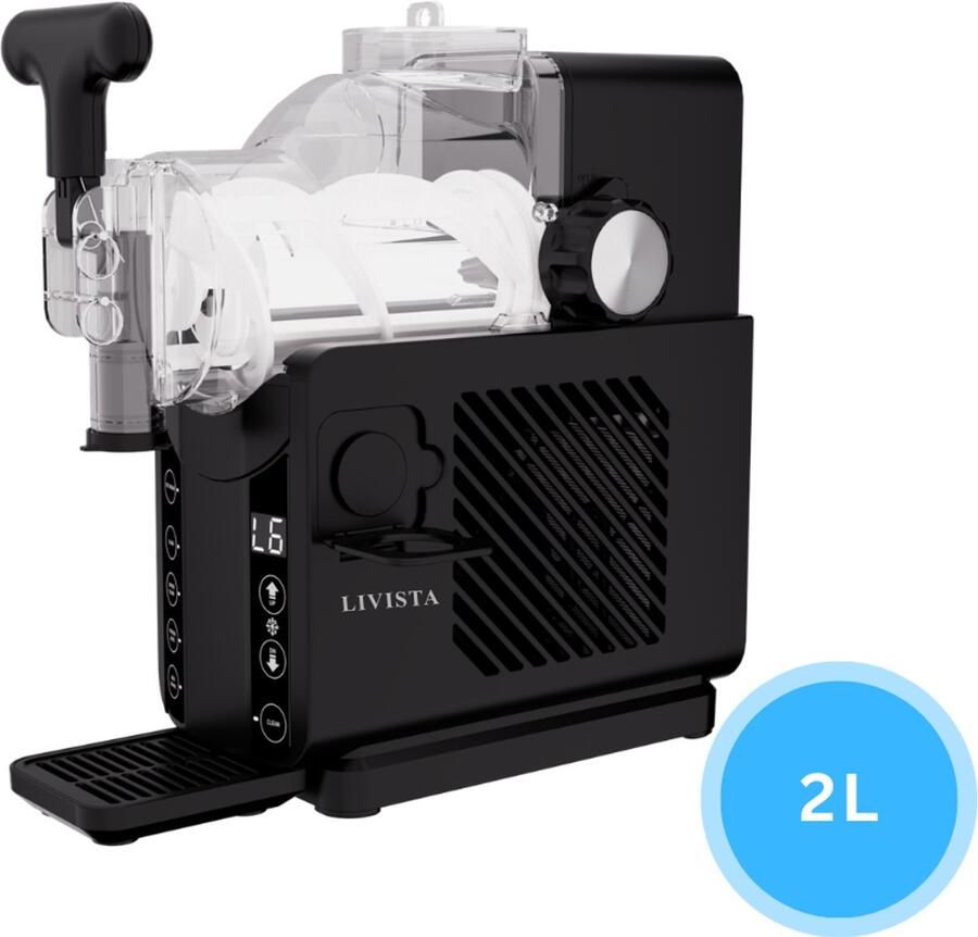 Livista Slushmachine – Slush & Frozen Drink Maker – 5 Programma s – 20 Min Snel Bevriezen – Smart Touchscreen – Auto Clean – Zonder IJs – Freeze & Stir Technologie – Zwart