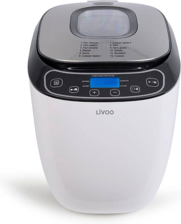 ‎LIVOO broodmachine Broodbakmachine 12 programma s Warmhoudfunctie 550 watt