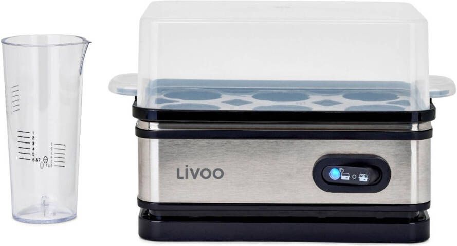 ‎LIVOO Eierkoker LIVOO DOC290 400W 6 eieren Roestvrij staal Warmhouden Eierhouder deksel en maatbeker