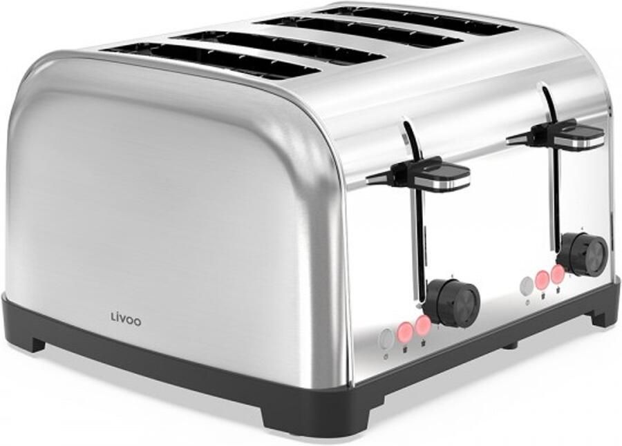 Livoo feel good moments Livoo Broodrooster – 4 Sleuven – 1500-1700W – RVS – Retro Design – Grijs