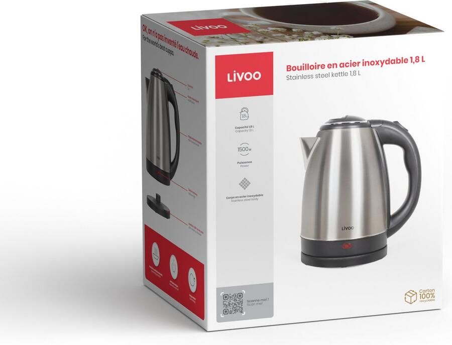 Livoo – DOD207 – Waterkoker – 1 8 L – 1500 W