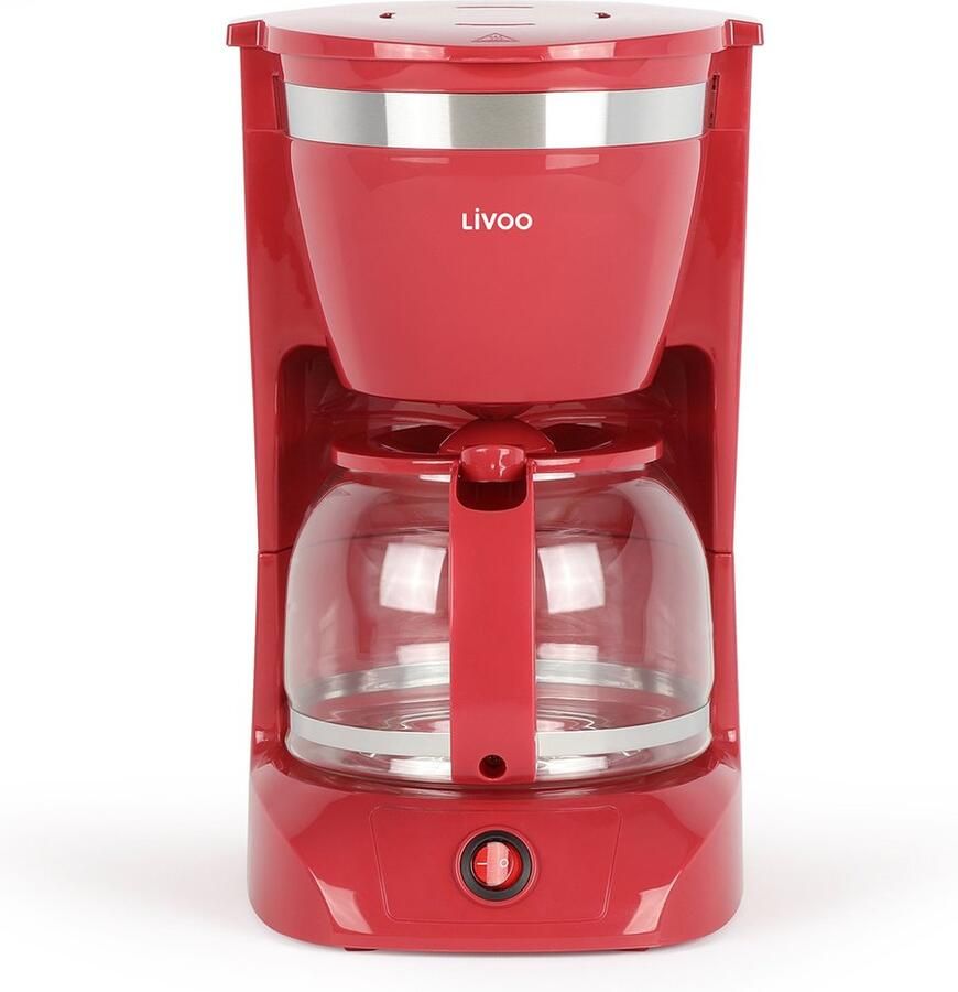 Livoo filterkoffiezetapparaat 12 kopjes 800w rood dod163rc