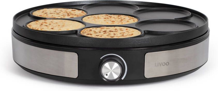 Livoo Omkeerbare crêpemaker DOP247 1500 W Omkeerbare bakplaat: 1 x Ø33 of 7 x Ø10 cm Anti-aanbak Zwart