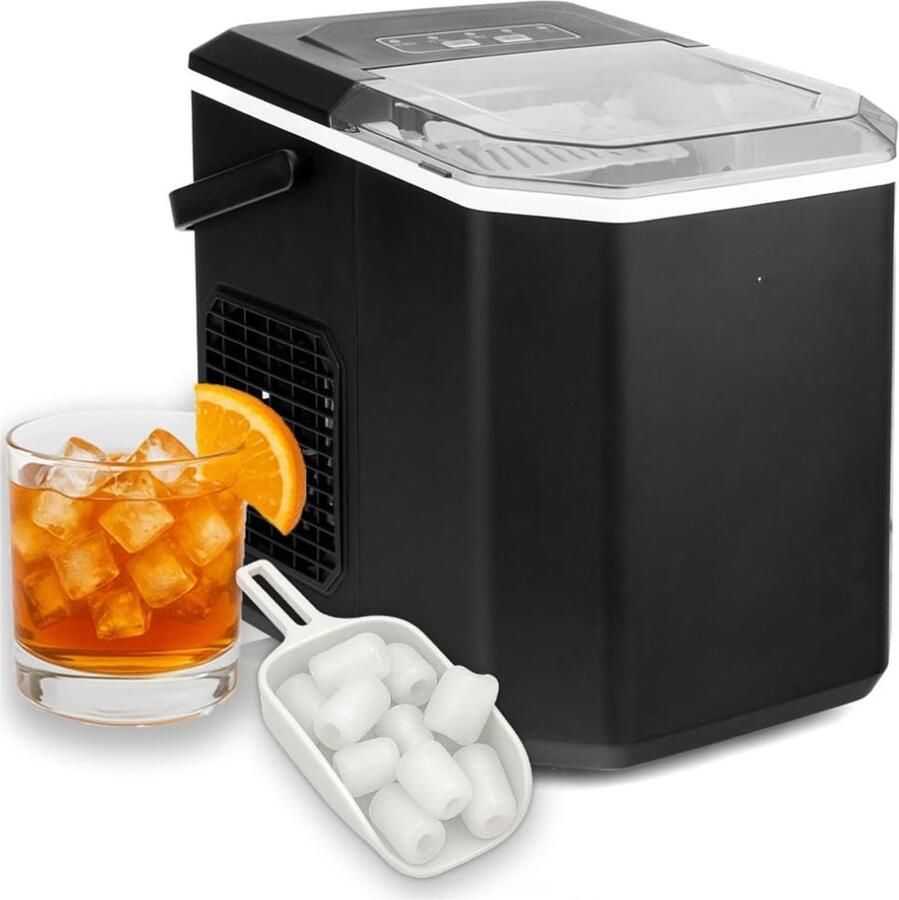 LNMsolutions Ijsblokjesmachine Ijsblokjesmakers Ijsblokjesmachine met Schep Zwart 30cm x 24cm x 30cm