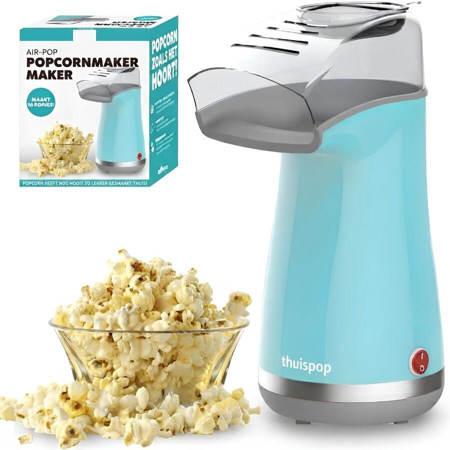 LNMsolutions Popcorn Machine Popcornmaker Popcorn Maker Lichtblauw 16cm x 20cm x 28cm