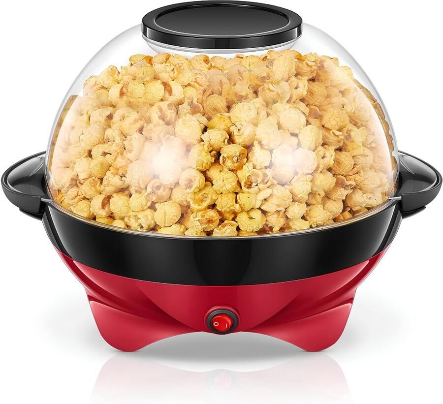 LNMsolutions Popcorn Machine Popcornmaker Popcorn Maker Rood Zwart 36cm x 30cm x 25cm