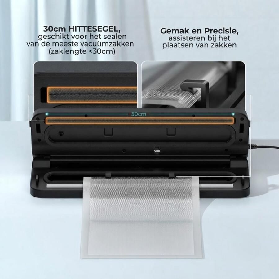 LNMsolutions Vacumeermachine Vacuummachines Vacuüm Sealer Zwart 38cm x 6cm x 38cm
