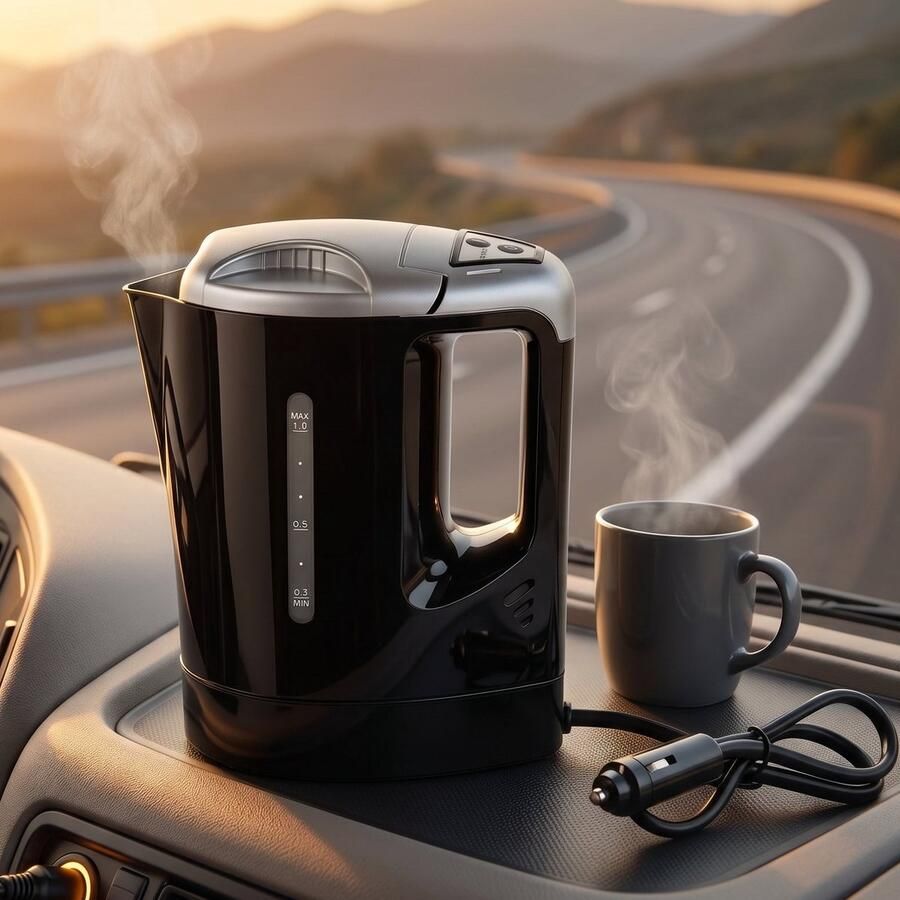 Lomera Waterkoker Reiswaterkoker Auto Waterkoker Camping Waterkoker 12V Draagbare Waterkoker Elektrische Waterkoker met Sigarettenaansteker Waterketel voor Caravan Boot en Vrachtwagen