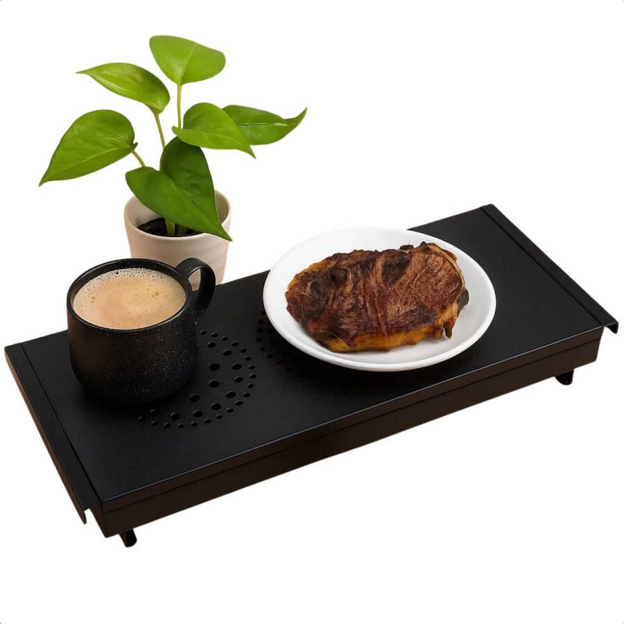 Lomera Warmhoudplaat Rechaud 2 Branders Waxinelichtjes Voedselverwarmer Non-Stick Coating Aluminium Rooster Roestvrijstaal Basis Zwart Gelijkmatige Verwarming Handvaten Afneembaar Rooster Kaarsjesdover