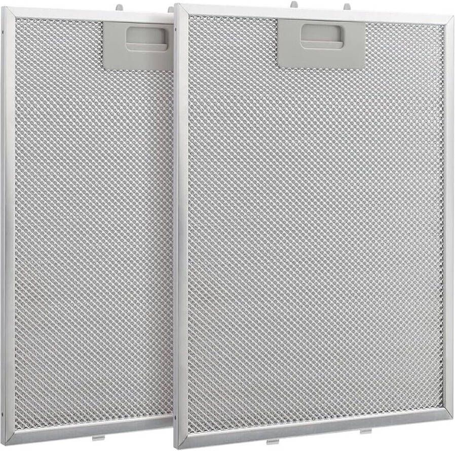 Longziming 2 Stuks Metalen Vetfilter – voor Afzuigkap – 320x260mm – Mesh Filter Accessoire voor Keukenafzuigkappen – Zilver – Eenvoudig te Reinigen
