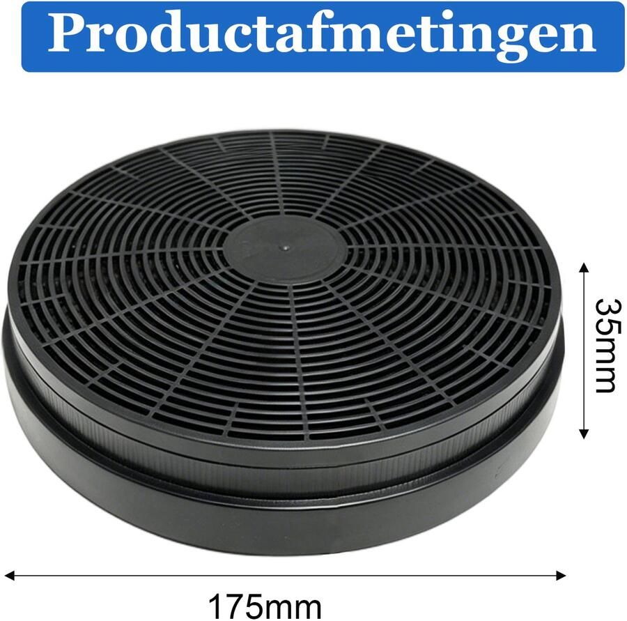 Longziming -Actieve Koolstoffilters voor Afzuigkap Rond Koolstoffilter 175 mm Vervangingsfilter voor Recirculatie Afzuigkap Geurfilter voor Keuken 2 Stuks