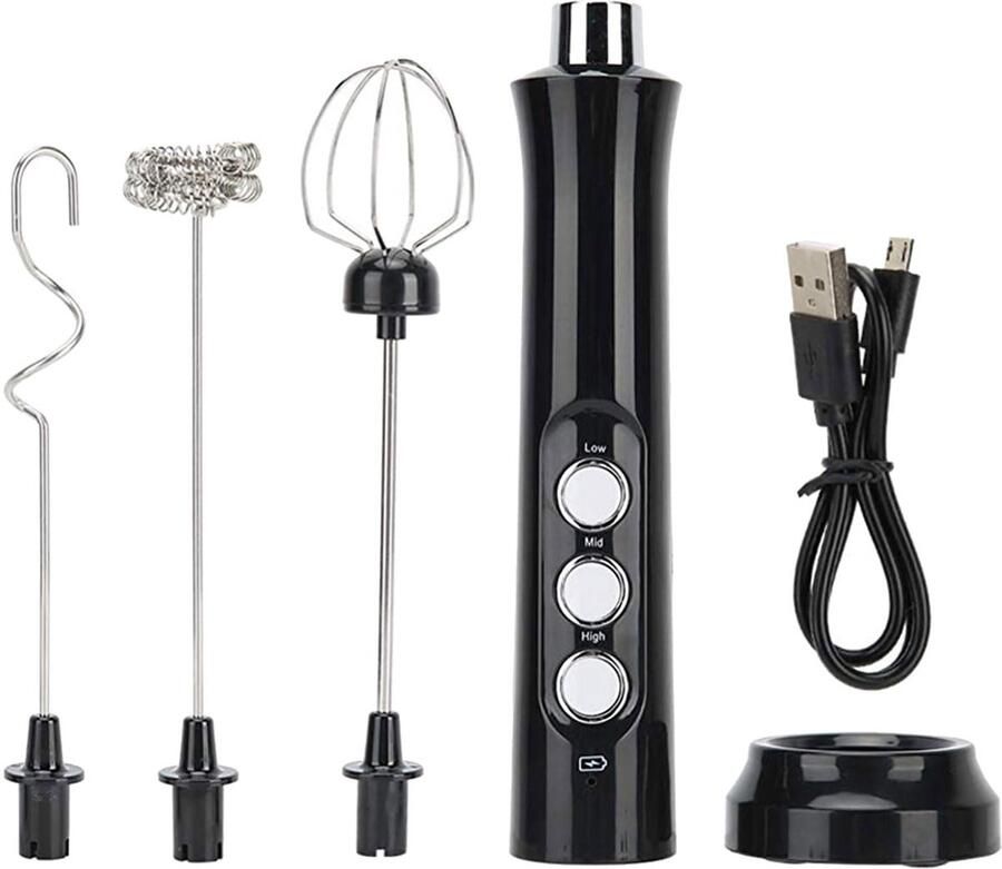 Longziming -Elektrische Melkopschuimer USB Oplaadbare Melkopschuimer 3 Snelheden Instelbaar RVS Garde Voor Cappuccino Latte Macchiato Koffie en Matcha