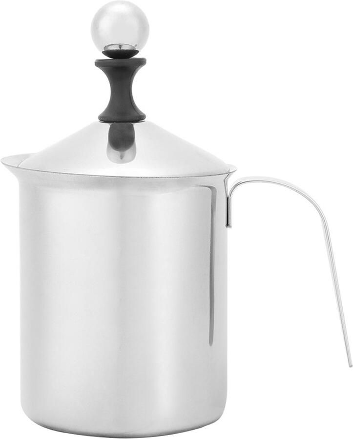 Longziming -Handmatige Melkopschuimer 800 ml – Roestvrijstalen Melkopschuimer met Dubbel Filter – Geschikt voor Cappuccino Latte & Koffie – Sterke Schuimkan voor Thuisgebruik of Café