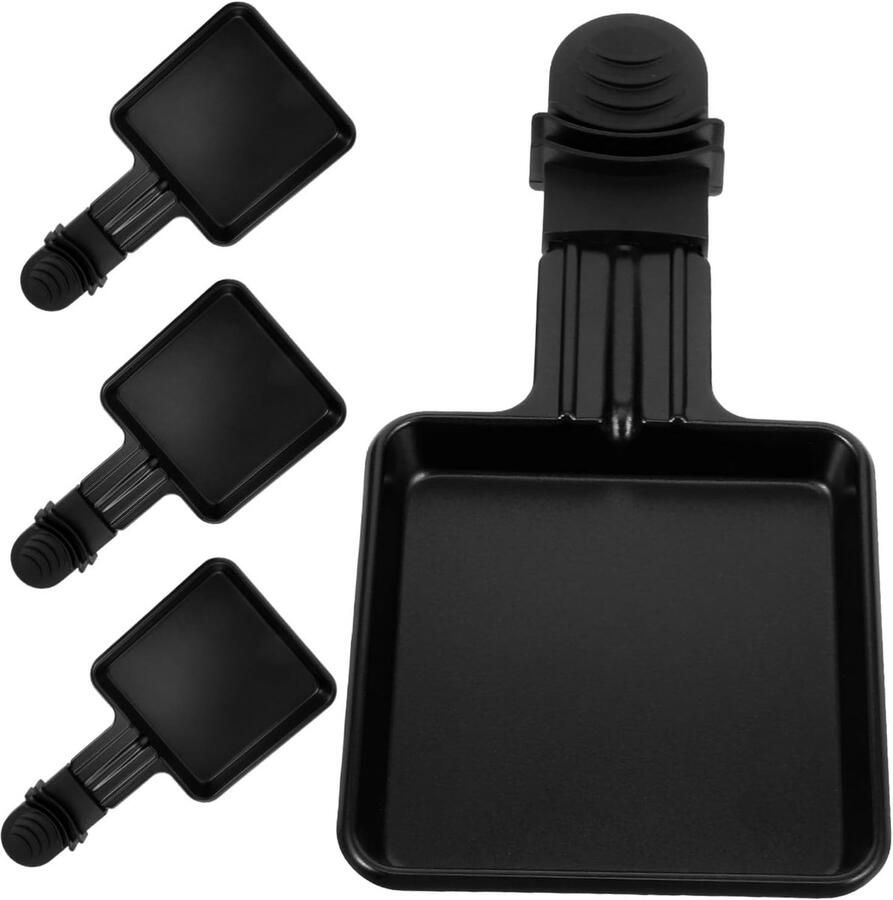 Longziming -Mini Raclette-Pfännchen Raclette Accessoire Edelstahl Mit Antihaftbeschichtung Hitzebeständig 4 Stuks Für Tafelgrills Zwart
