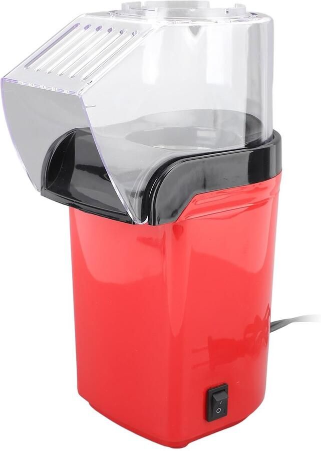 Longziming -Popcorn Machine Popcornmaker Hetelucht Popcornmaker 1200W – Olievrije Popcornmachine voor Thuis Compact en 11.5x10x26cm Rood