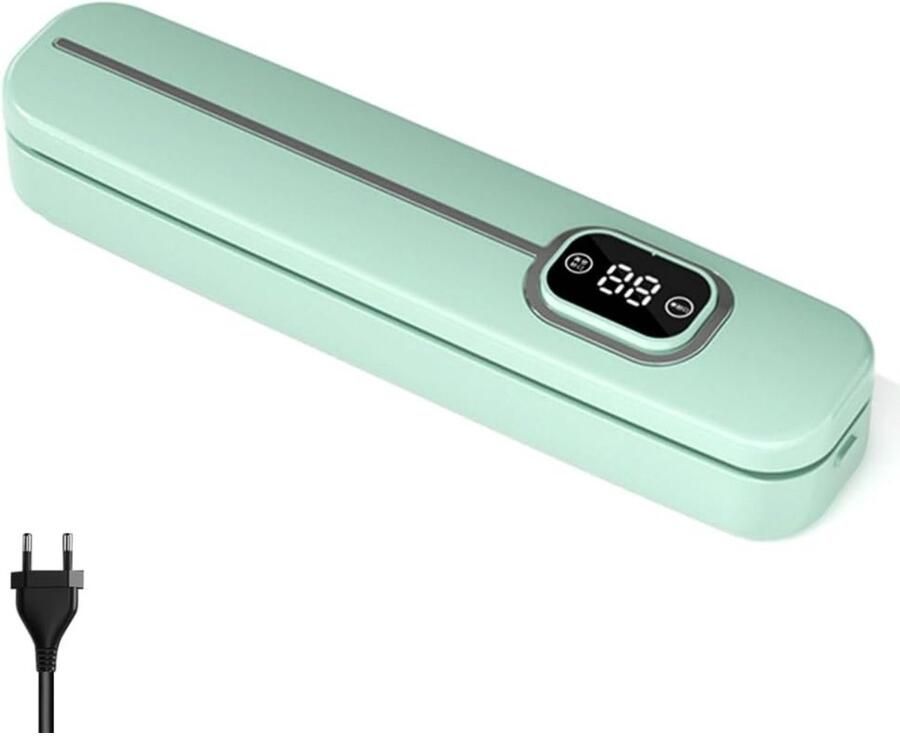 Longziming -Vacuümmachine 60kPa zuigkracht 2 modi: nat droog Eénknopsbediening Voedselsealer met display Groen 40 8 x 7 2 cm