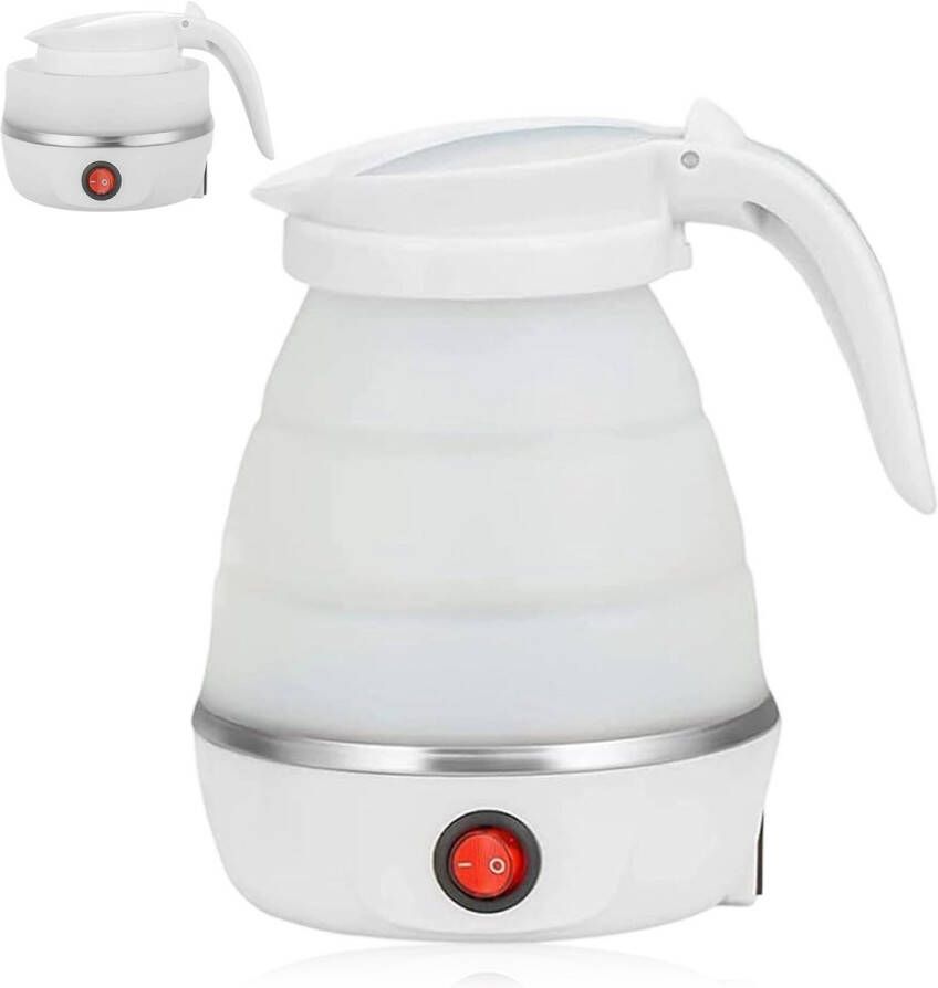 Longziming Mini Opvouwbare Waterkoker van Silicone 0 6L Draagbare Koffie en Thee Koker Snelle Kookketel voor Camping Hiking en Outdoor Wit
