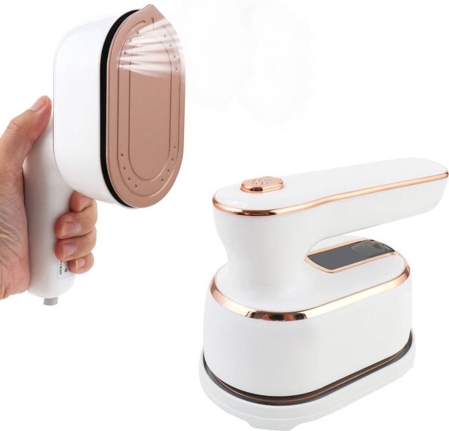 Longziming -Mini Stoomstrijkijzer 1000W – Draagbaar Reisstrijkijzer met Keramische Titanium Strijkzool – Snel Opwarmen & Nat Droog Strijken – wit