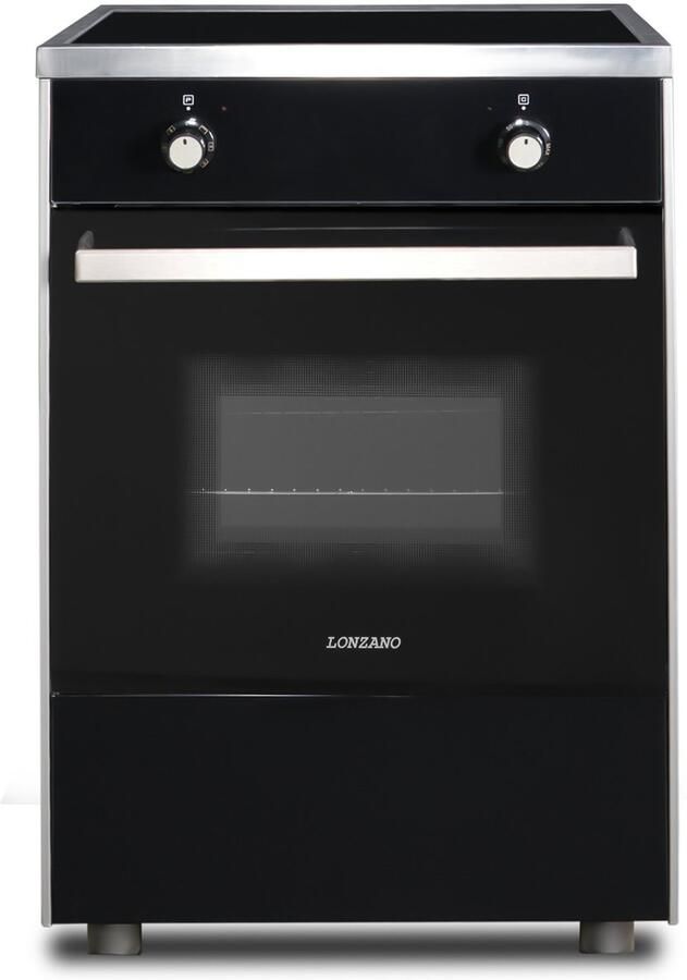 Lonzano Inductie Fornuis Vrijstaand 60cm Boostfunctie Zwart RVS Heteluchtoven 2 of 3 Fase