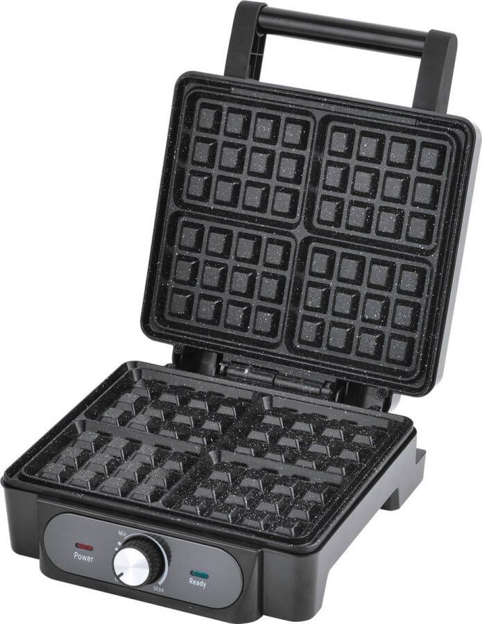 Lovio Home Lovio Wafelijzer met Antiaanbaklaag voor 4 Brusselse Wafels Regelbare Thermostaat 1400 W Zwart