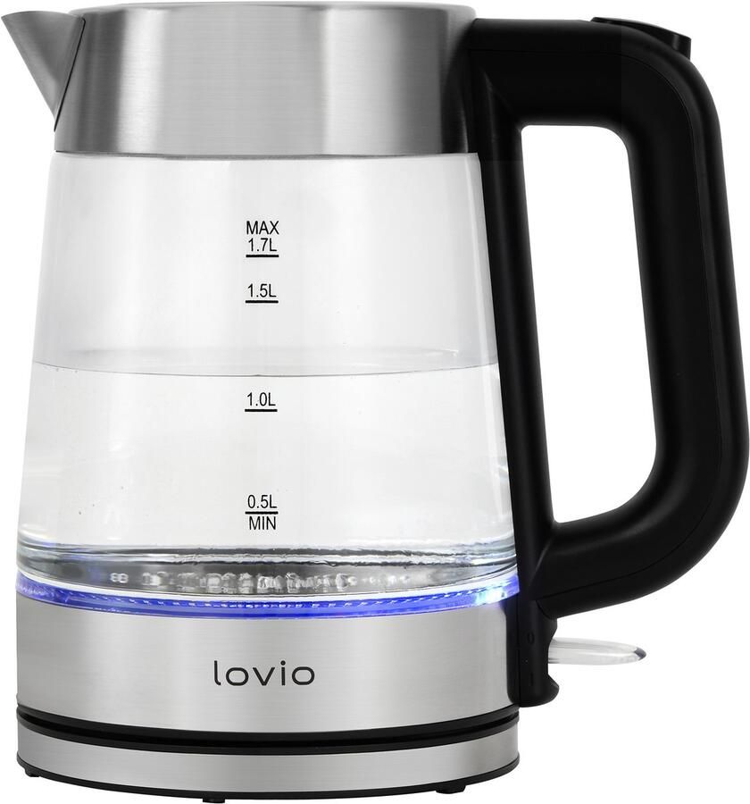 Lovio™ Lovio LVGEK001 Glazen Draadloze Waterkoker 1.7L 2200W LED Verlichting