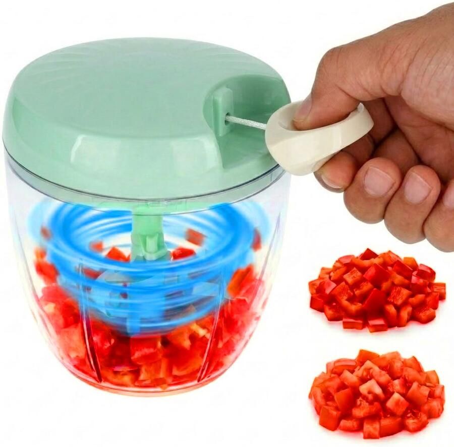 Löwenthal Handmatige Hakmolen XL 900 ml BPA-Vrij 5 Scherpe RVS Messen Groentesnijder Mandoline Keukensnijder Chopper Foodprocessor Keuken Accessoires Groen