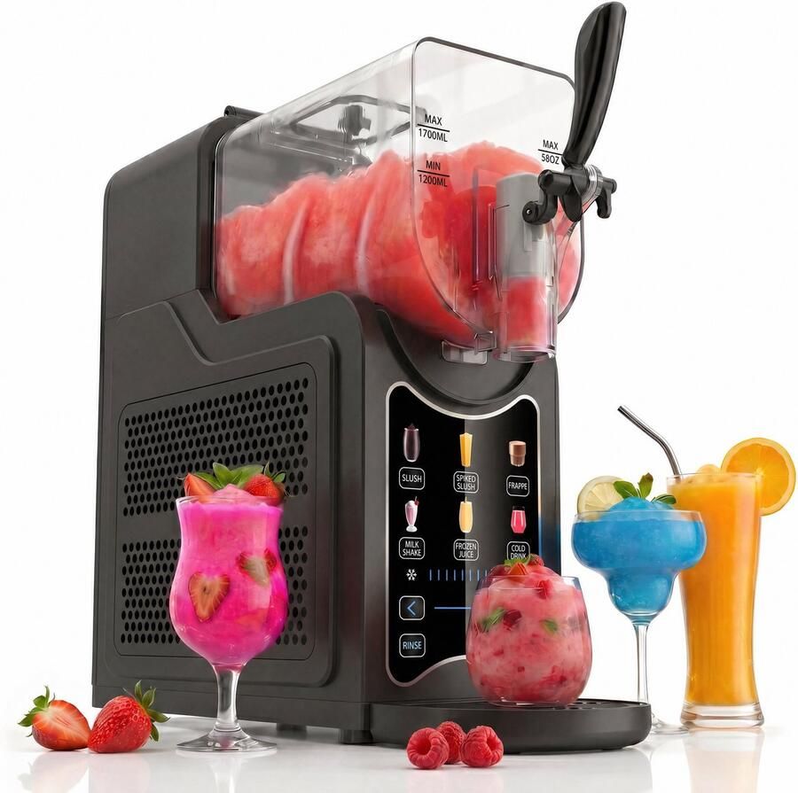 Löwenthal Slush Machine Slush Puppy Machine voor Thuis 2.6L met 6 Programma's Slushi Granita Cocktail IJskoffie Frozen Juice & Milkshake Maker 6-in-1 Slush Puppy Maker Slushy Machine Milkshake & Frappe Machine Slushymaker Zwart Silvergear