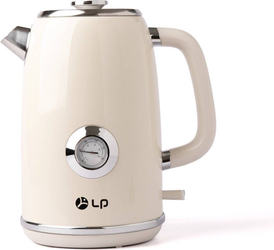 LP Retro Elektrische Waterkoker – 1.7L – Met Thermometer – 2200W – Wit – BPA-vrij