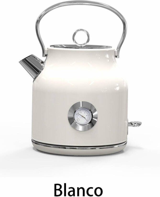 LP Retro Elektrische Waterkoker – 1.7L – RVS – Met Thermometer – 2200W – Wit (Blanco) – BPA-vrij – Met Handvat - Foto 2