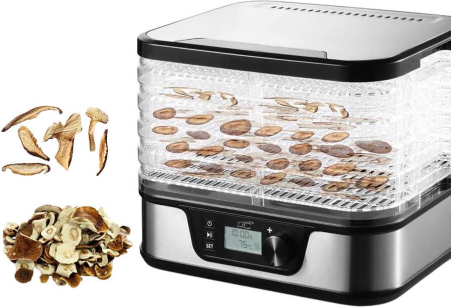 Ltc LXSR002 Voedseldroger groente- en fruitdroger 380W 5 laden met display Zwart en grijs
