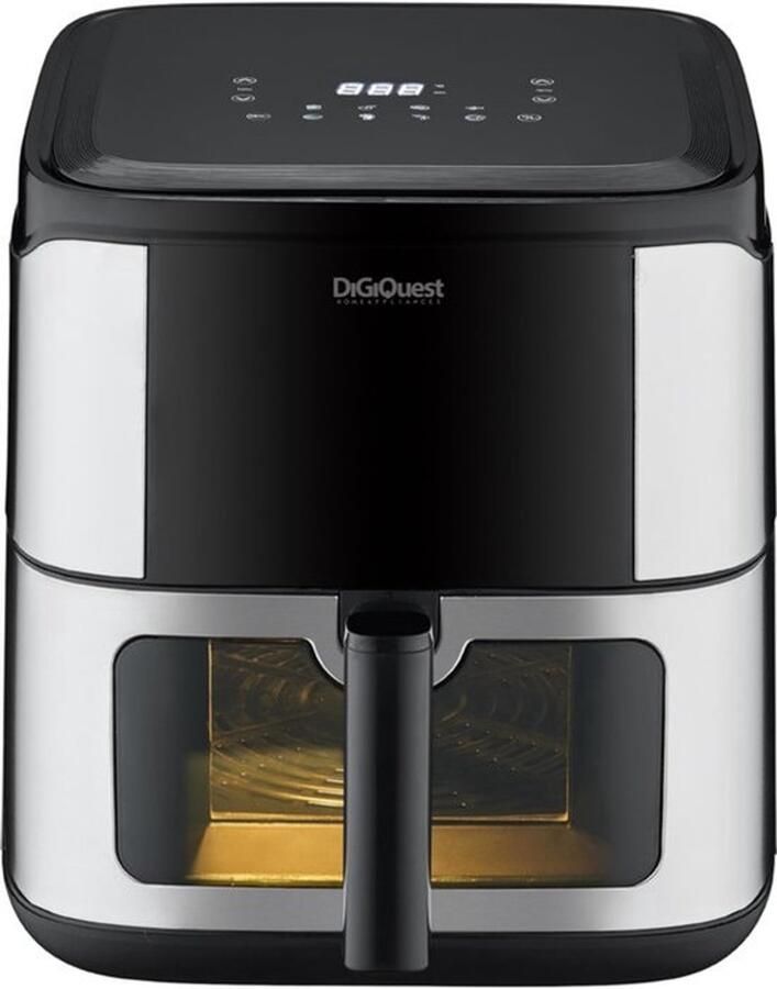 Luchtfriteuse 8 liter 1600-1800 W transparant venster touch-display 8 programma's anti-aanbakmand 360° luchtkoken gemakkelijk te reinigen