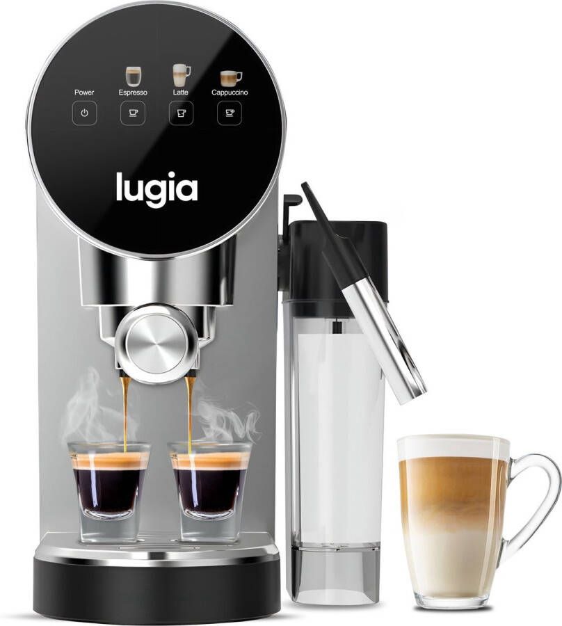 Lugia Espressomachine 20 Bar Koffiemachine met Automatische Melkopschuimer Pistonmachine Led display 20 bar Ccappuccino latte en macchiato RVS - Foto 2