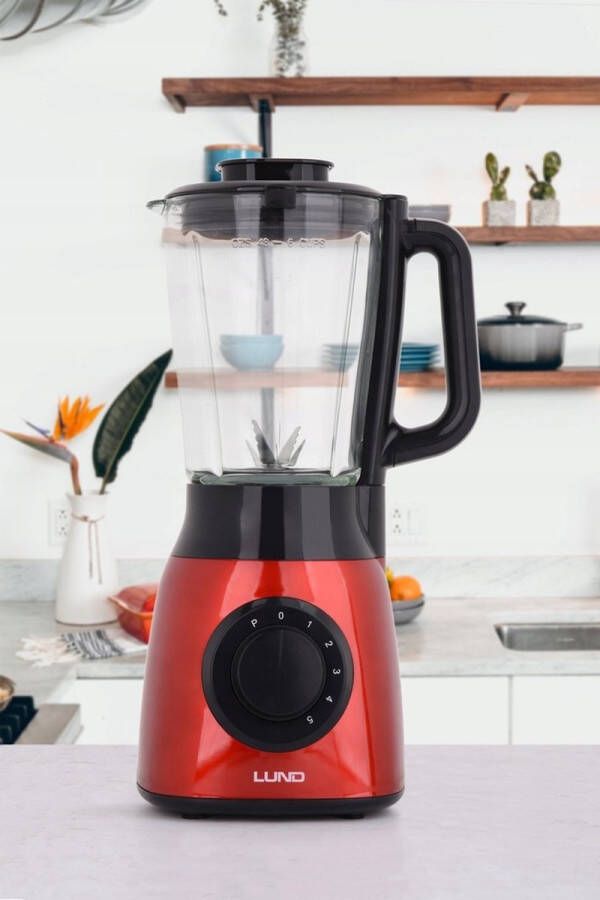 Lund Krachtige Blender rood 600W 5 snelheden 1 5L