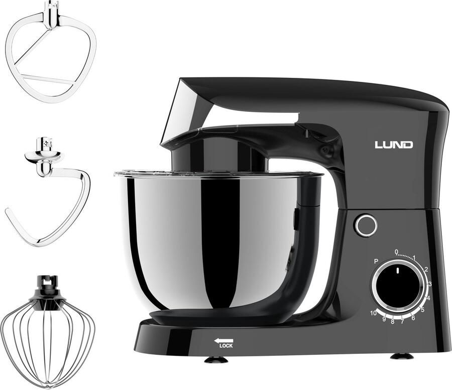Lund 67812 Krachtige Planetaire Keukenmachine 1500W 4L RVS Kom Zilver Grijs