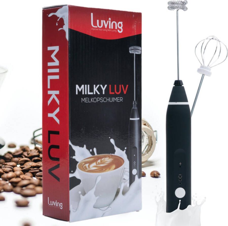 Luving ™ Handmatige Melkopschuimer USB Oplaadbaar Melkopschuimer Elektrisch Zwart