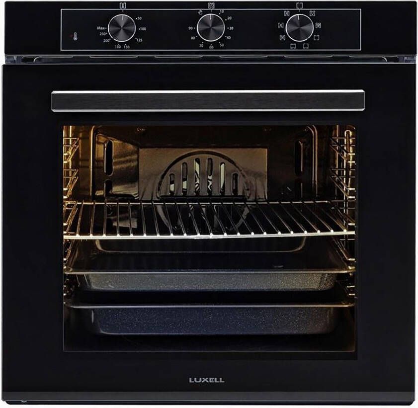 Luxell A68-SF3(MT) Inbouwoven – Zwart – 3D Koken- Heteluchtoven 80Lt