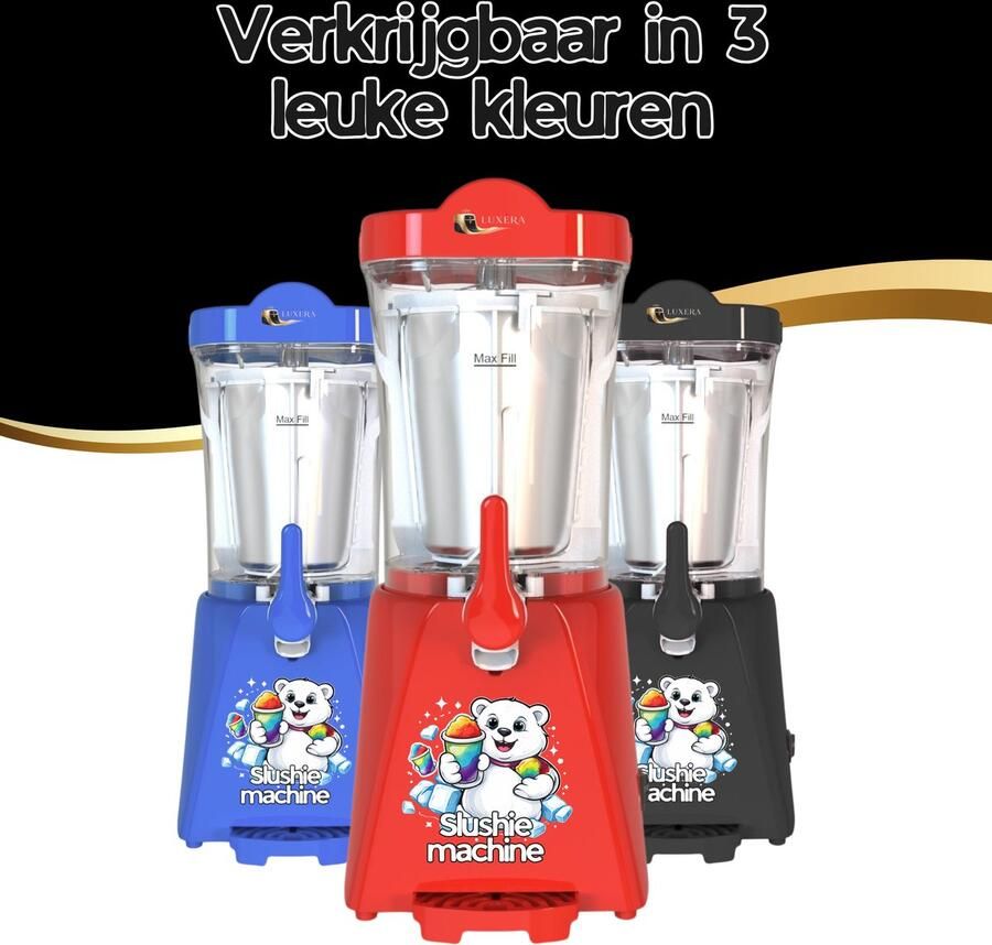 Luxera Luxéra Luxe Slushie Machine Rood – met 4 Slushie Bekers Slush Machine Slush Puppy Maker Slushie Maker Ijskoffie Slush Puppy