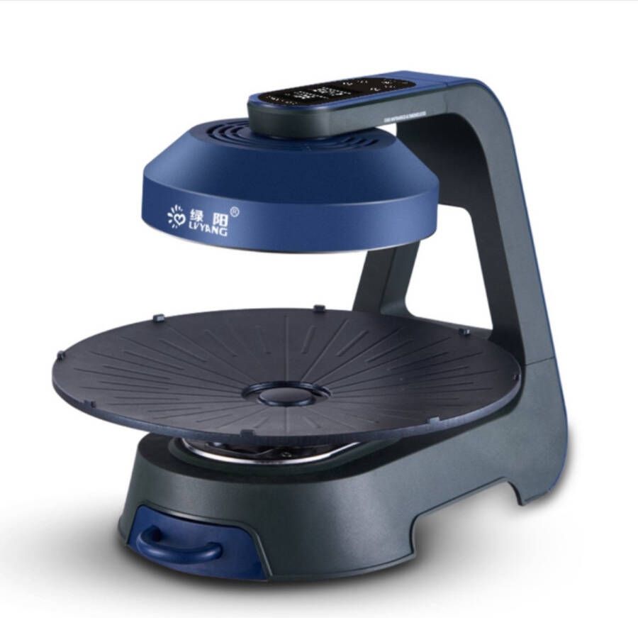 LVYANG LY-009A Infrarood Elektrische Grill – Rookvrij Intelligente temperatuurregeling-3D BBQ- LED Touch Display |11 Vermogensniveaus 80–280 °C Timer tot 80 min 36 cm Ø|360° graden draaibare bakplaat -Blauw - Foto 2
