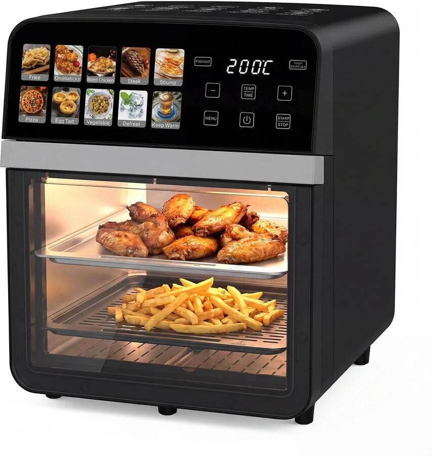 M Goods M-Goods Airfryer XXL 10L Heteluchtfriteuse Digitale Air Fryer 11 Kookprogramma s 1800W Zonder Olie