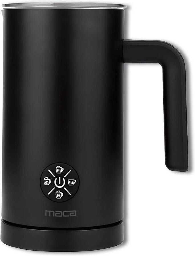 Maca Elektrische Melkopschuimer Met Schenktuit Milk Frother 350 ML 4-in-1 Warm & Koud 500 watt Melkklopper Verwarmen Opschuimen Zwart