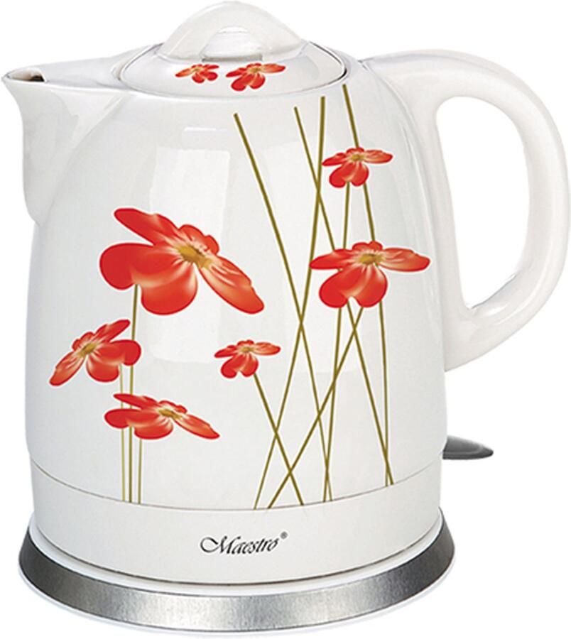 Maestro Feel MR-066-RED FLOWERS waterkoker 1 5 l 1200 W Rood Wit