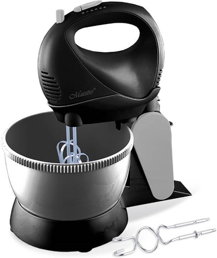 Maestro MR-550 mixer met roterende kom 5 snelheden Turbofunctie 600W zwart