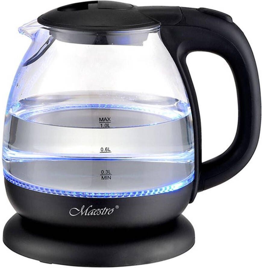 Maestro MR055 Waterkoker 1L 1100W met verlichting Zwart